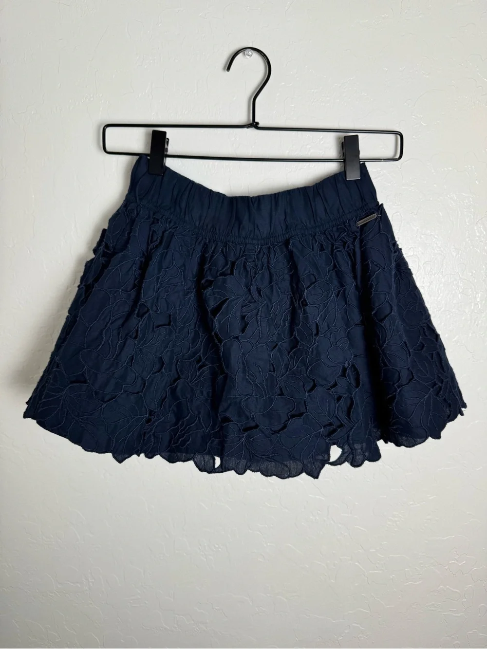 Abercrombie & Fitch Navy Blue Floral Eyelet Mini Skirt
